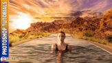 Girl and The Water Road Photo Manipulation
